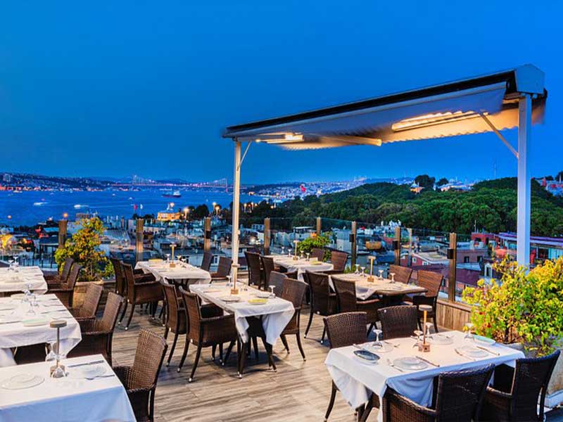 Bosphorus cafes Istanbul view